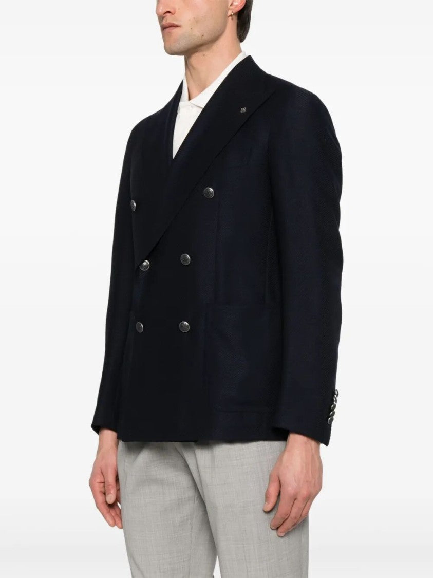 Tagliatore Double-Breasted Tailored Jacket With Textured Finish