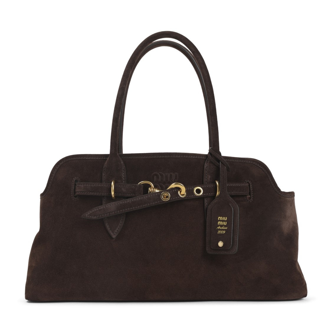 Miu Miu Aventure Dark Brown Suede Lamb Leather Handbag