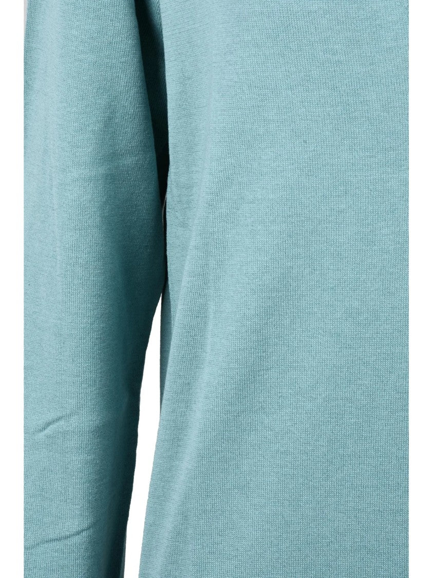 Ballantyne Sage Green V-Neck Silk-Cotton Knit Pullover