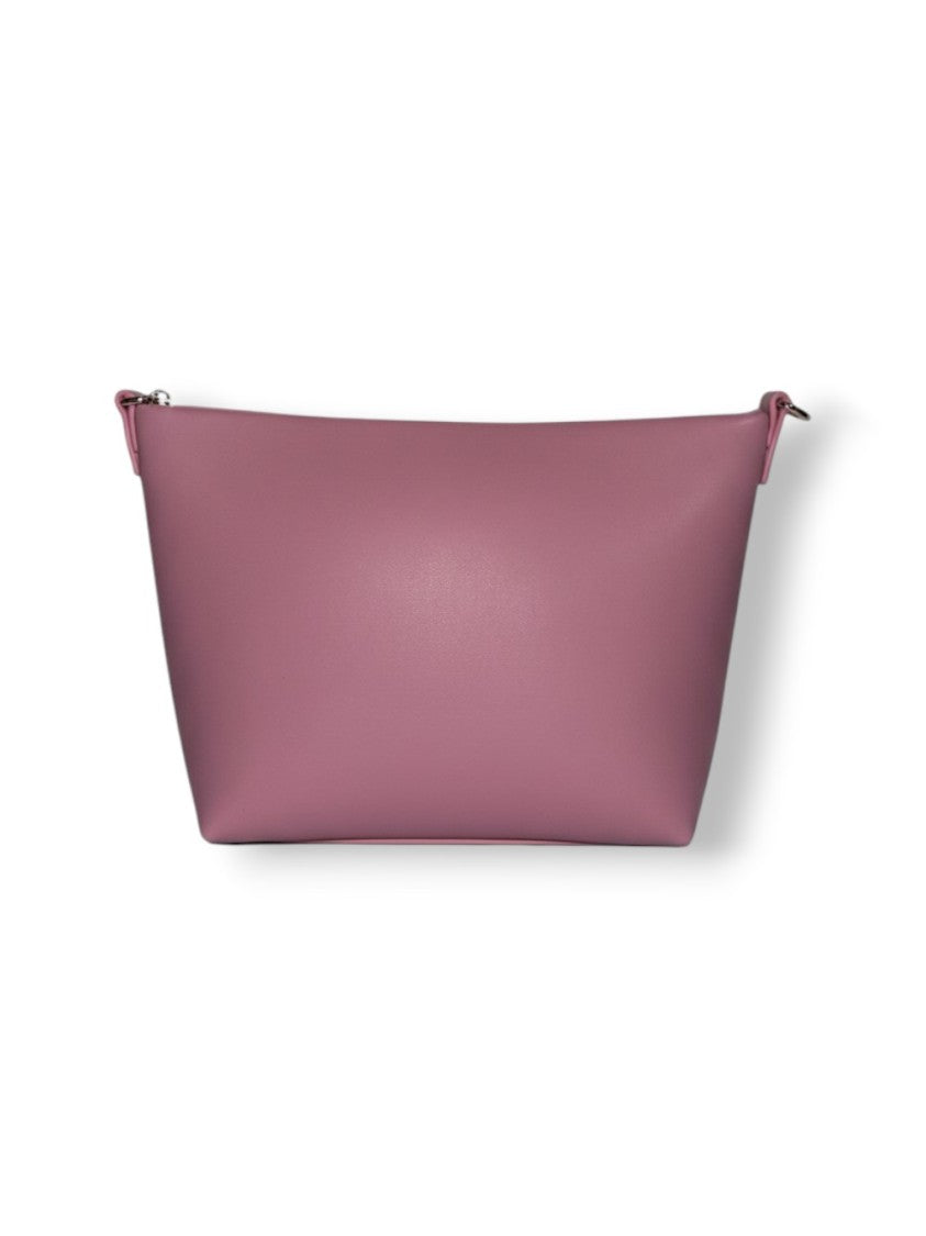 Mc2 Saint Barth Trapezoidal Pink Clutch Bag With Zip Closure And Subtle Logo