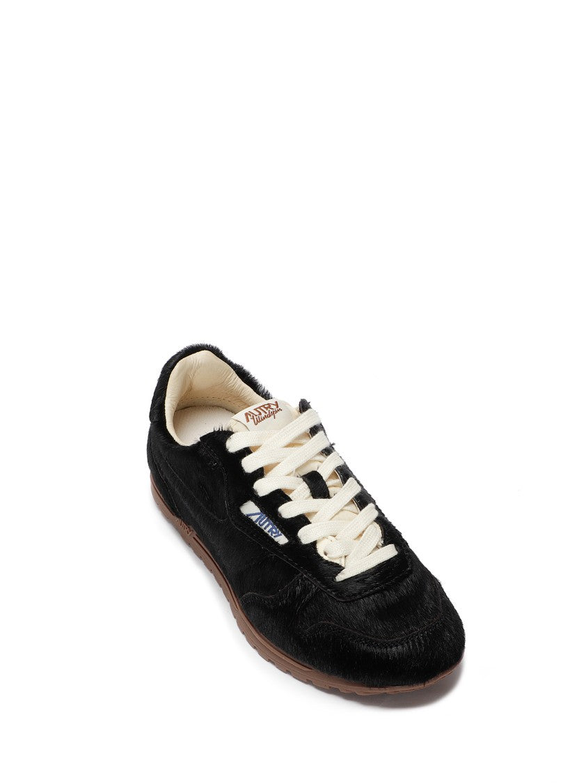 Autry Hair-On-Hide Sneakers With Beige Laces
