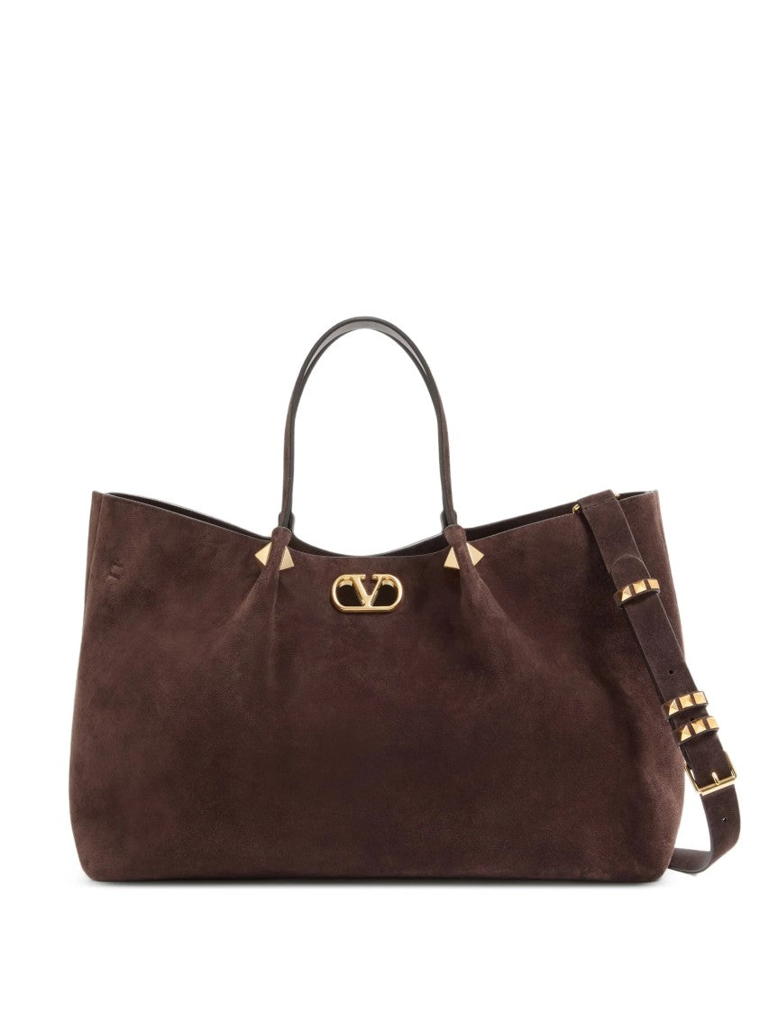 Valentino Vlogo Large Suede Tote Bag