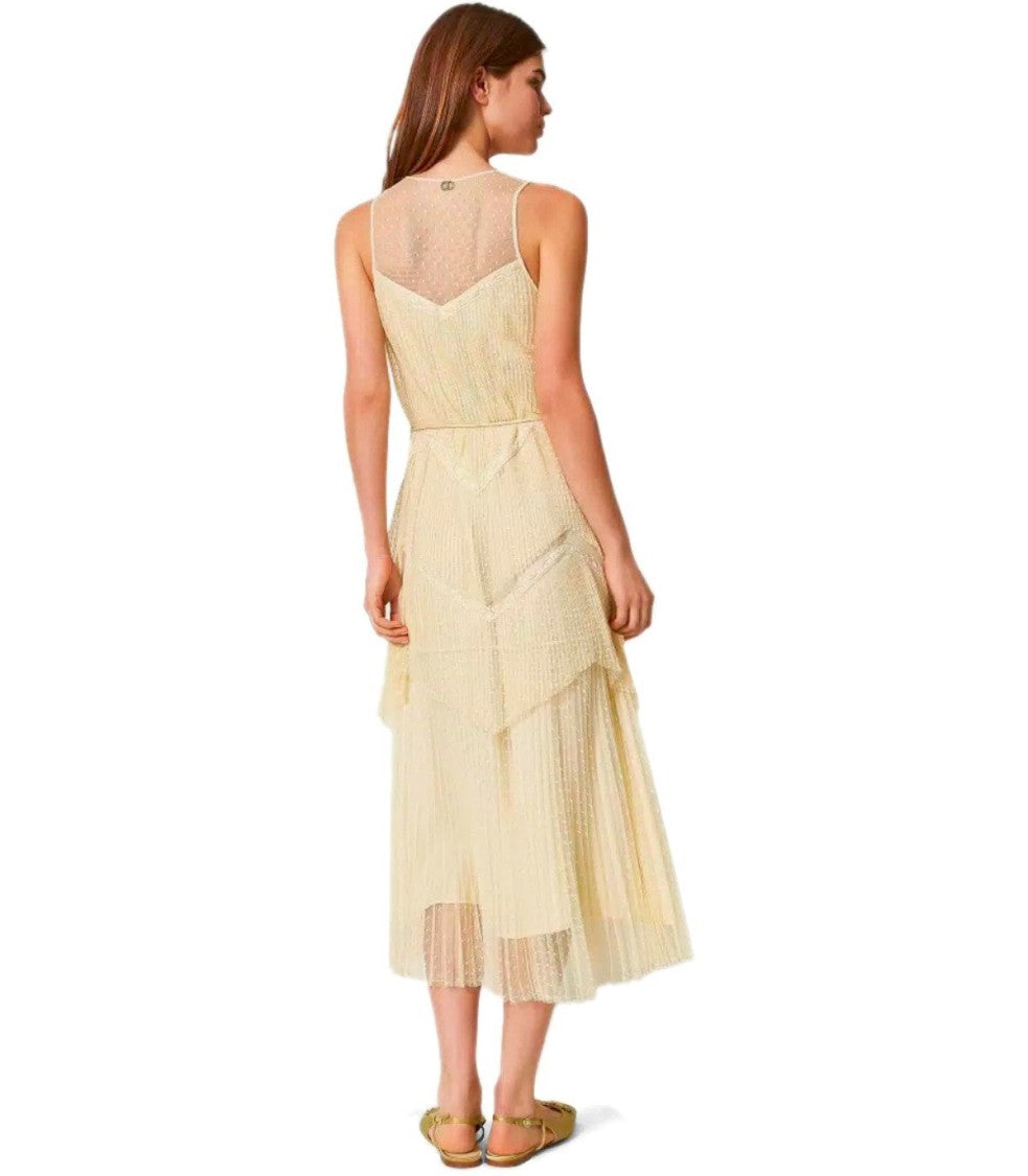 Twin-Set Vanilla Long Pleated Dress