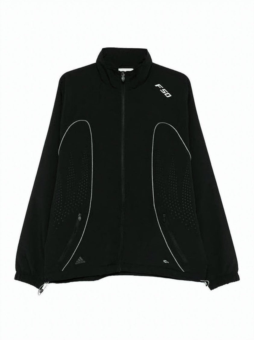 Adidas Black High-Collar Reflective Piping Jacket