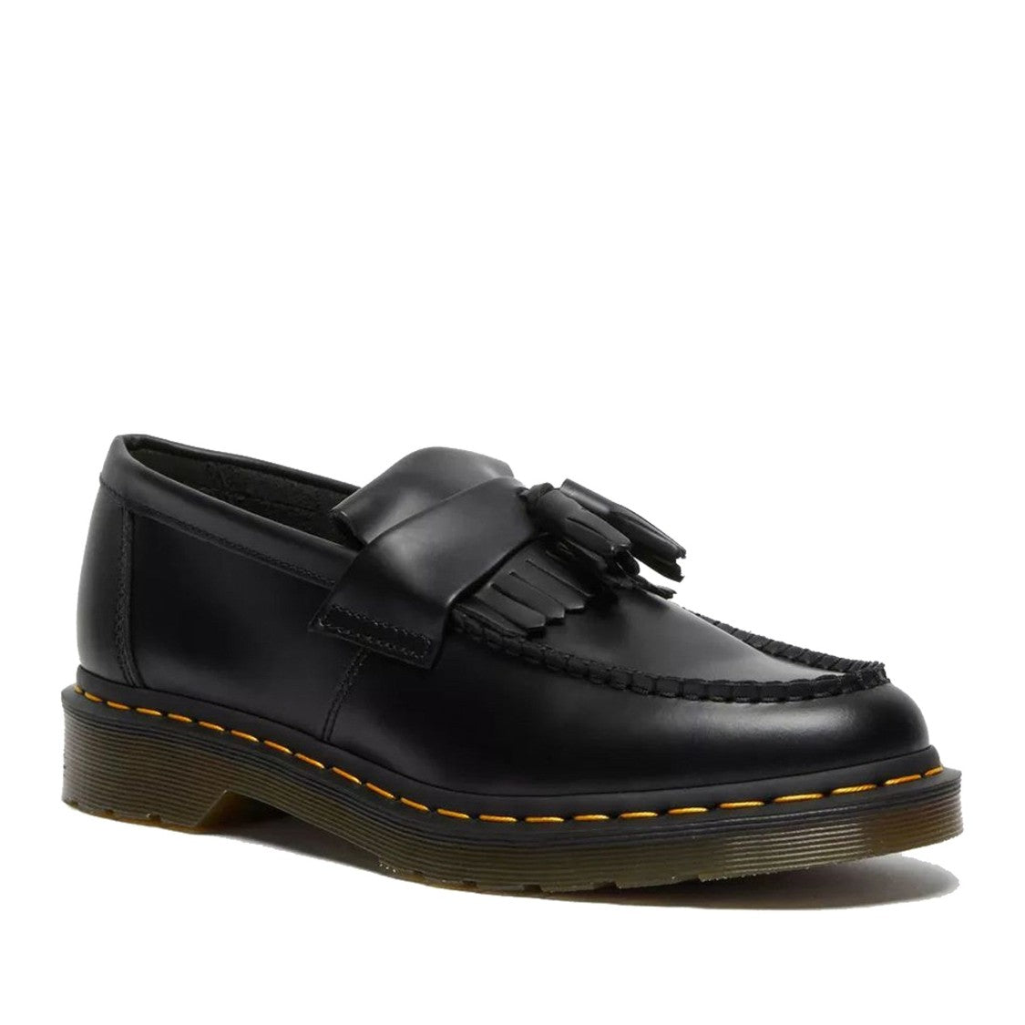 Dr. Martens Black Adrian Fringed Detail Stitching Leather Loafers