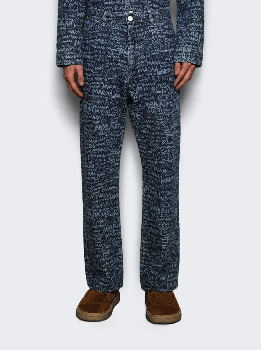 Marni Relaxed Fit Jeans With Unique All-Over Print