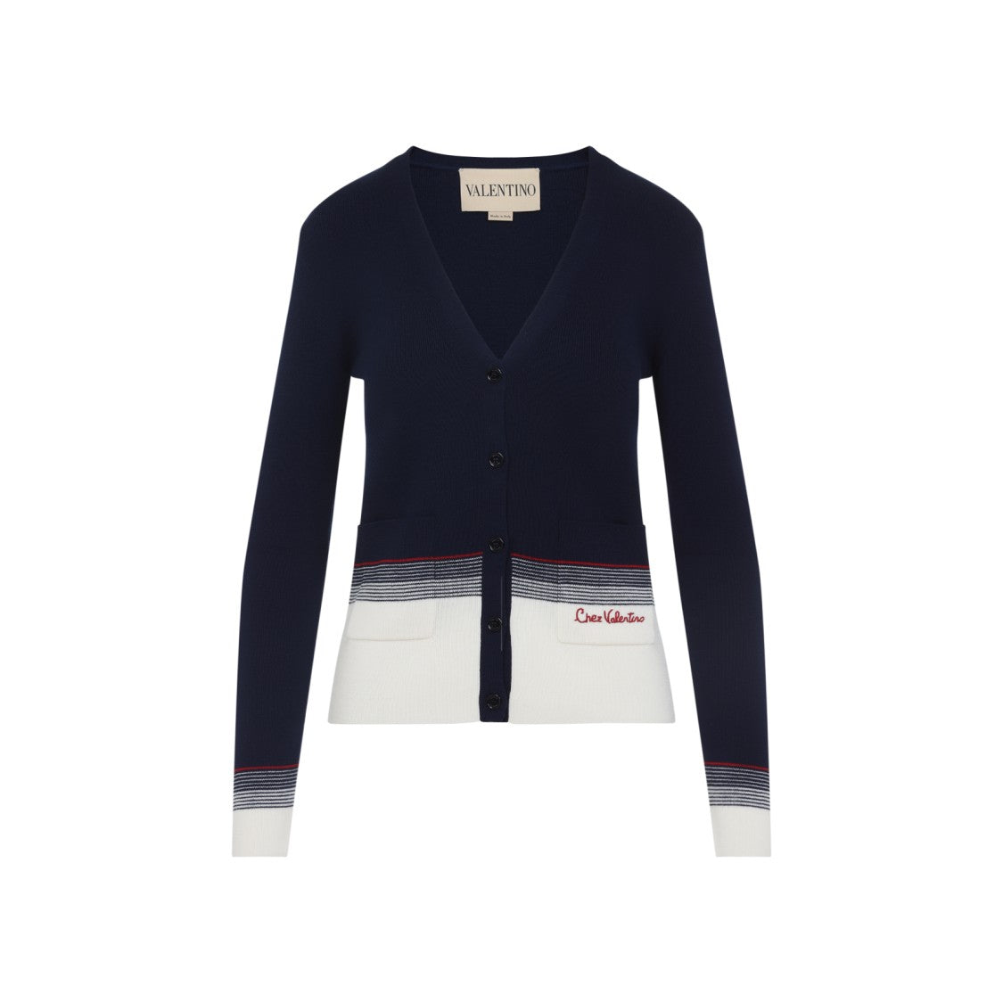 Valentino Navy-Blue Virgin Wool Cardigan