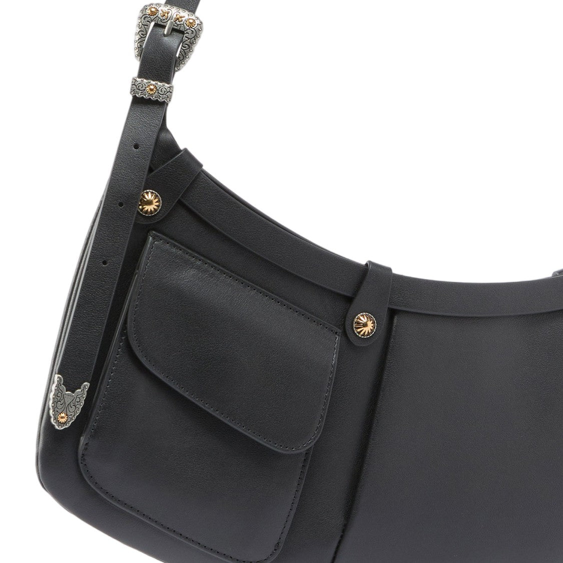 Pinko Pocket Body Leather Shoulder Bag With Pockets