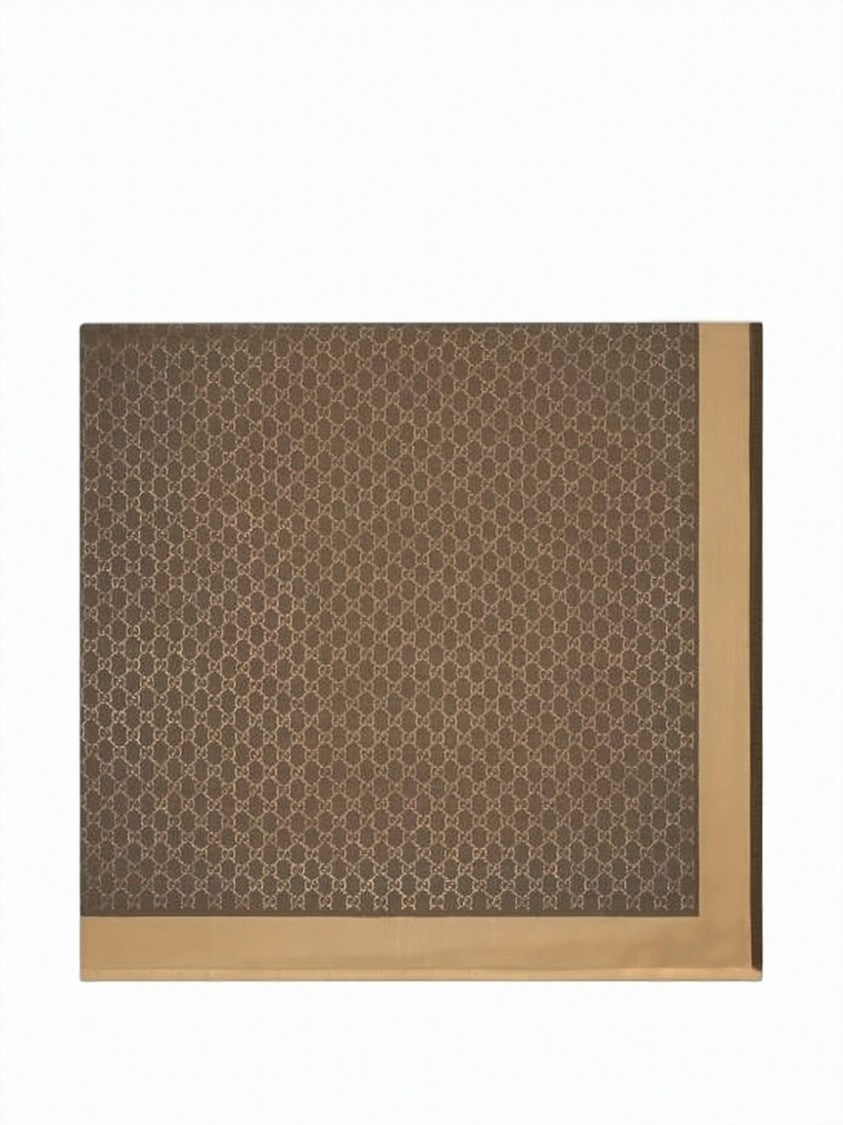 Gucci Rectangular Geometric Pattern Scarf In Brown Palette