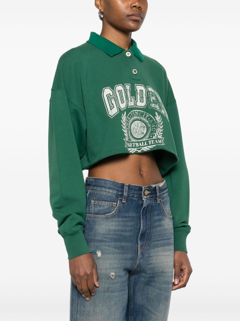 Golden Goose Cropped Forest Green Sweatshirt
