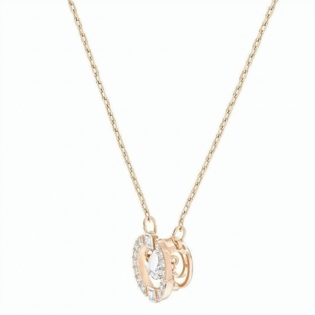 Swarovski Rose Gold Pendant Necklace With Crystal Halo Detail