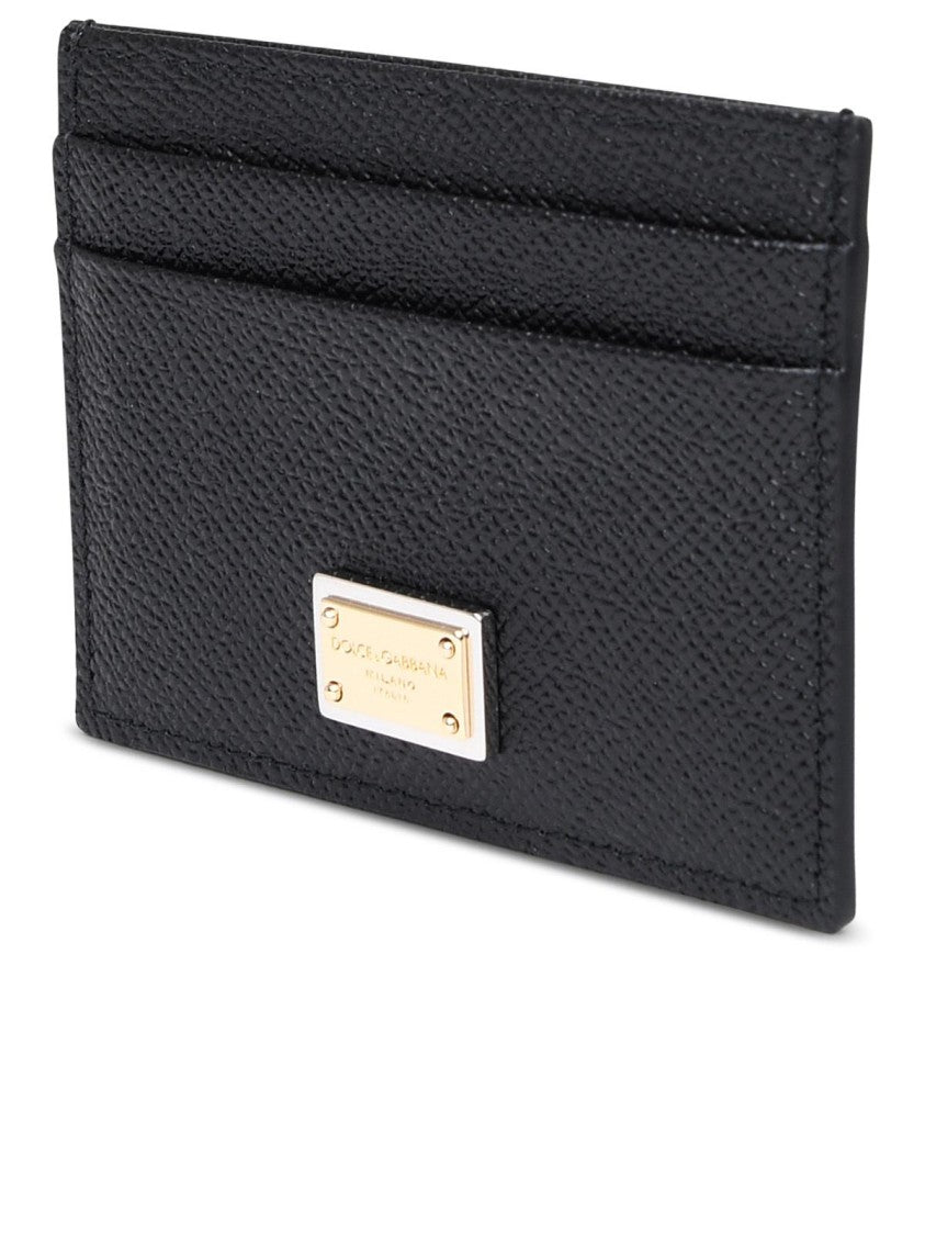 Dolce & Gabbana Textured Black Calf Leather Card Holder