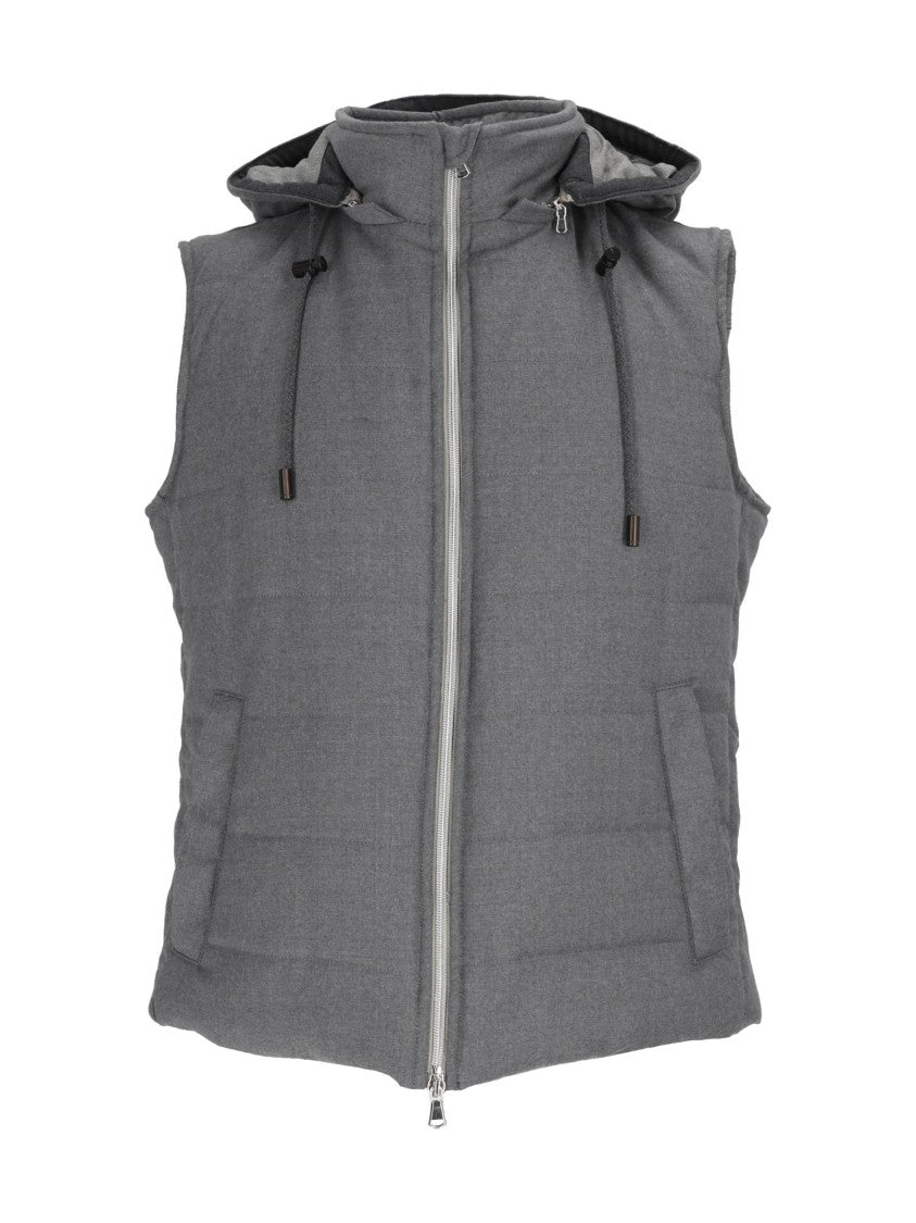 Brando-Lubiam Sleeveless Padded Vest With High Collar And Adjustable Hood