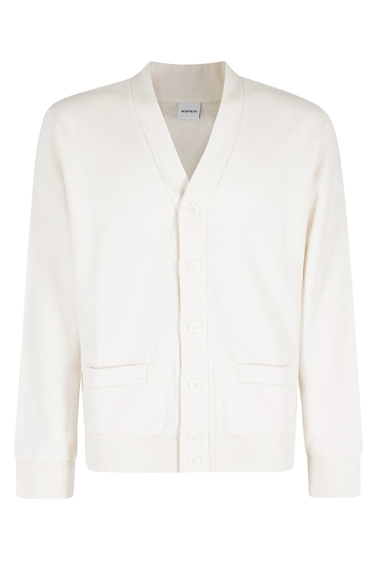 Aspesi Cream Mod. Ay68 V-Neck Organic Cotton Cardigan