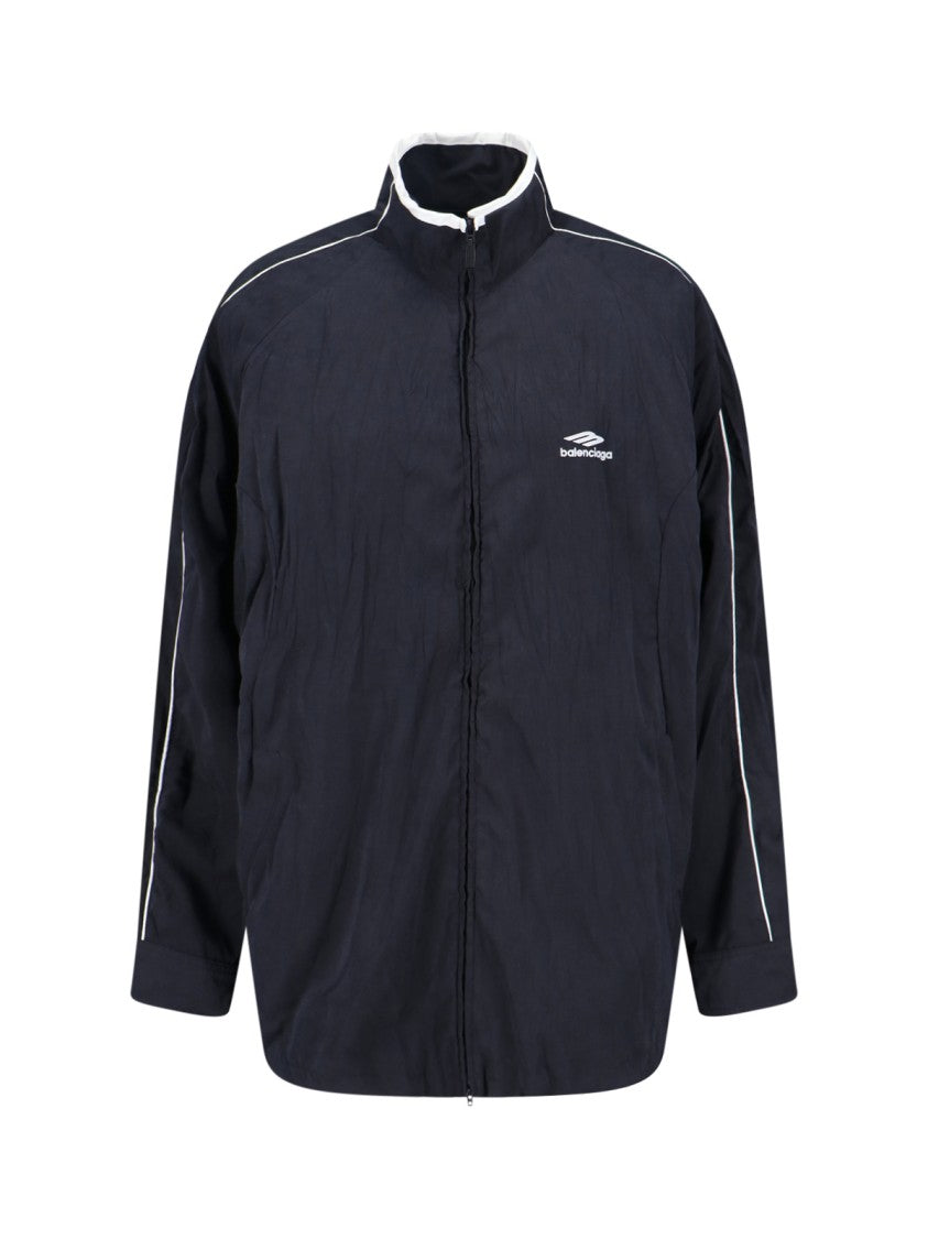 Balenciaga Giazza Zip Logo Jacket With High Collar