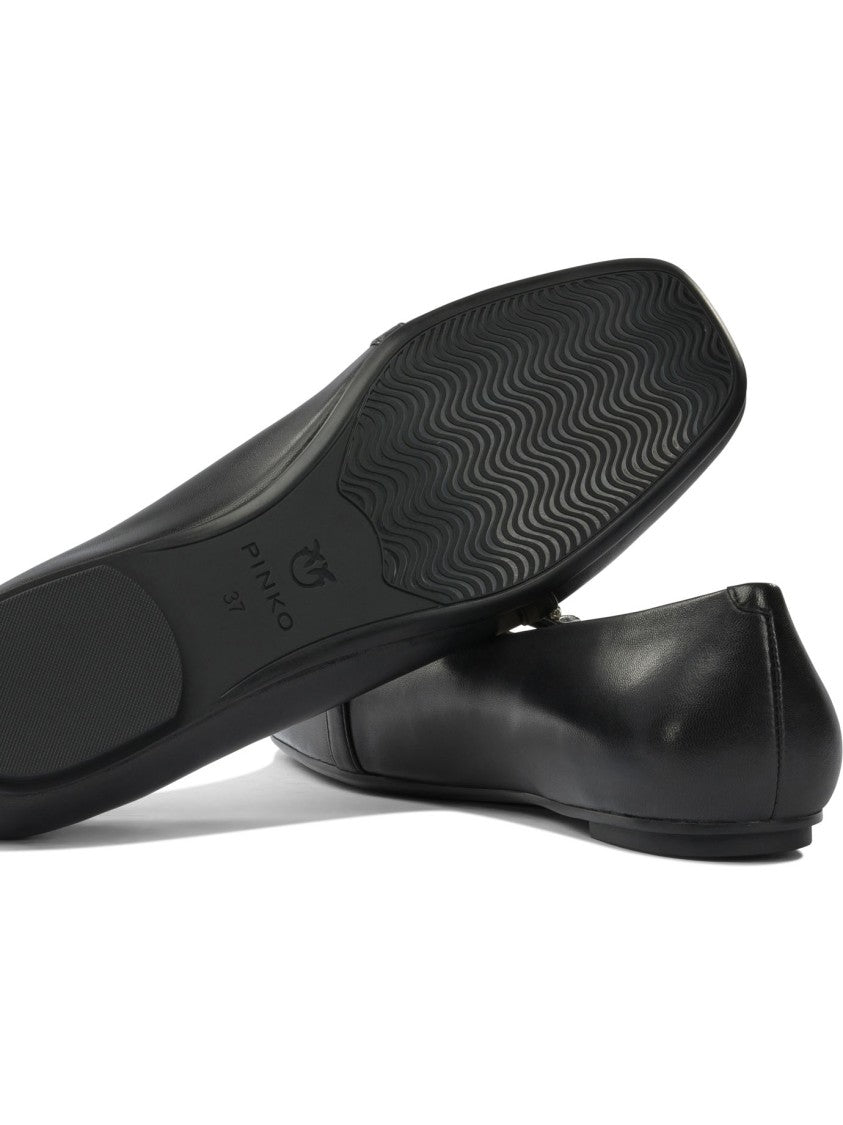 Pinko Leather Ballet Flats With Square Toe