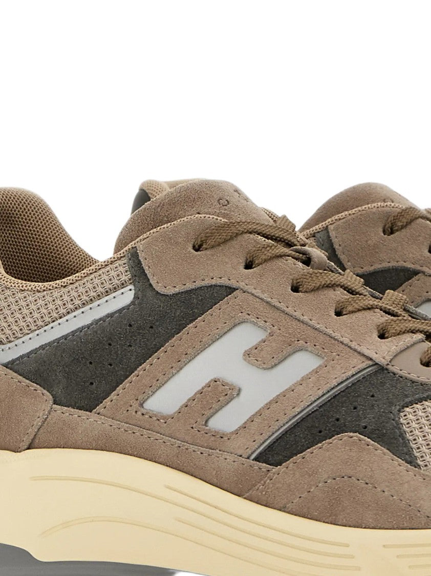 Hogan Fluid Brown Suede Sneakers With Iconic H Detailing