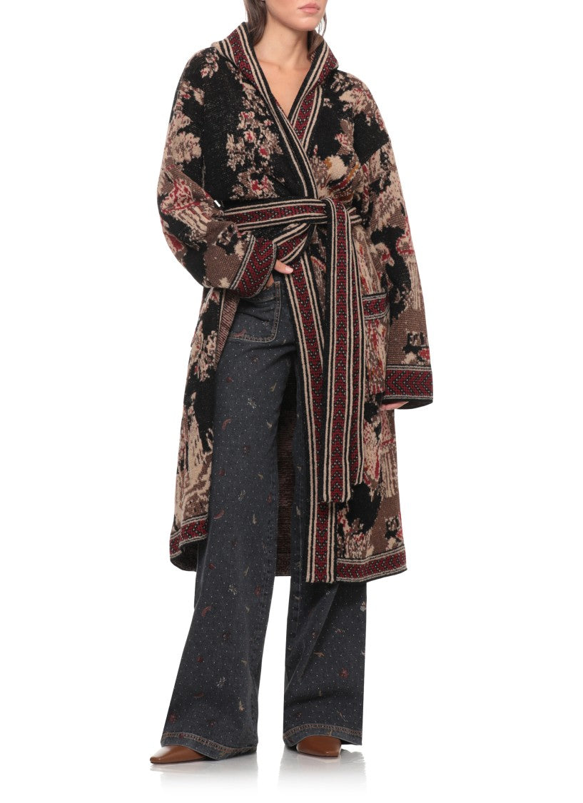 Etro Mid-Length Hooded Cardigan With Fantasy Pattern
