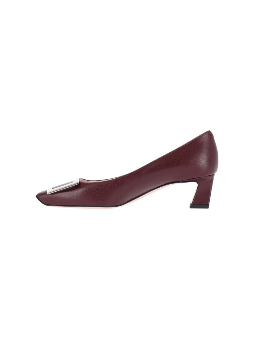 Roger Vivier Bordeaux Leather Trompette Buckle Pumps