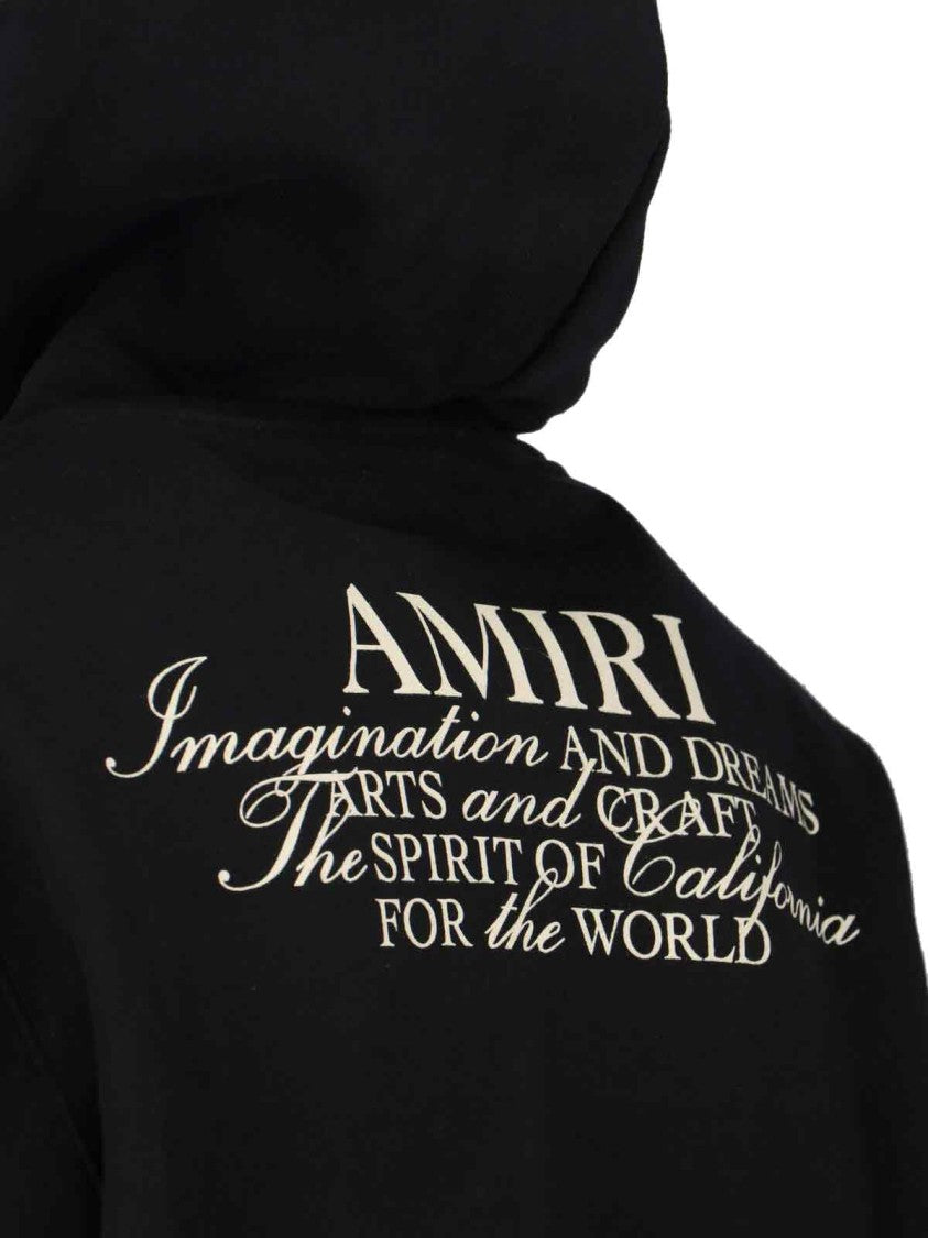 Amiri Black Zip-Up Hoodie With Drawstring Hood And Kangaroo Pocket