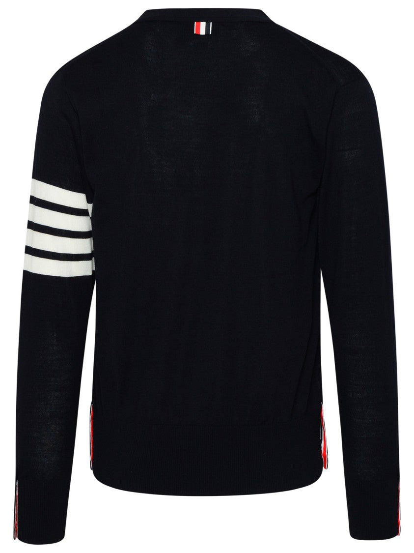 Thom Browne Cardigan In Navy Virgin Wool