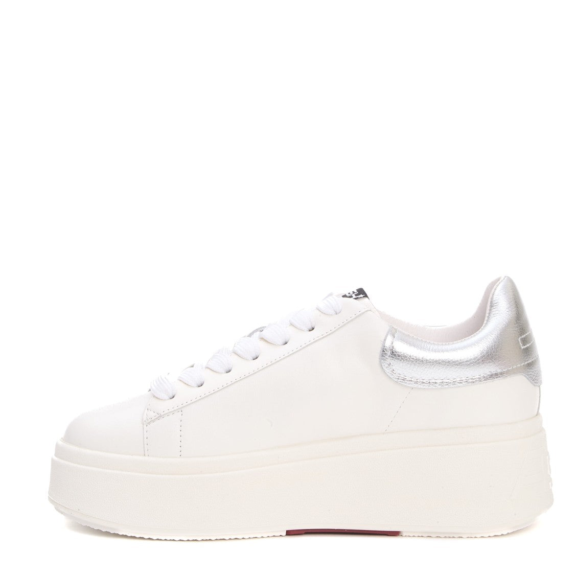 Ash White Leather Sneakers With Metallic Silver Accent