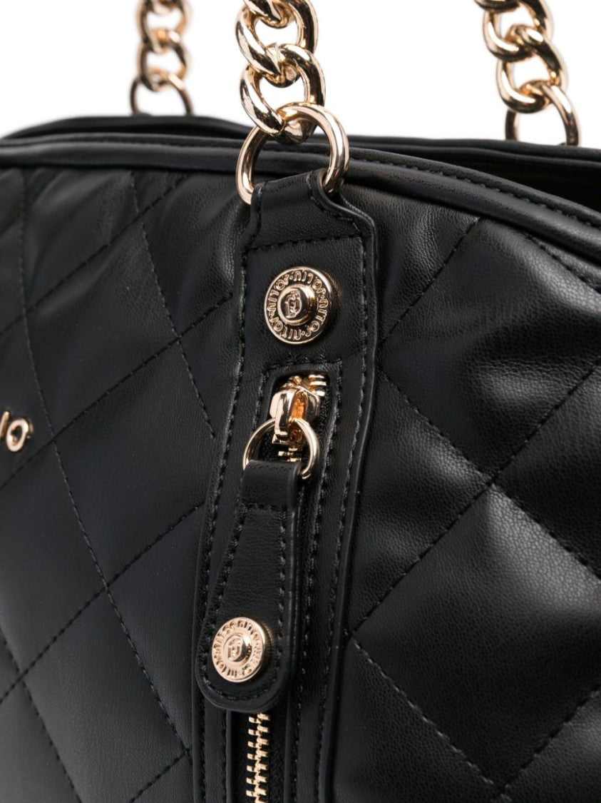 Liu Jo Quilted Black Shoulder Bag With Removable Charm