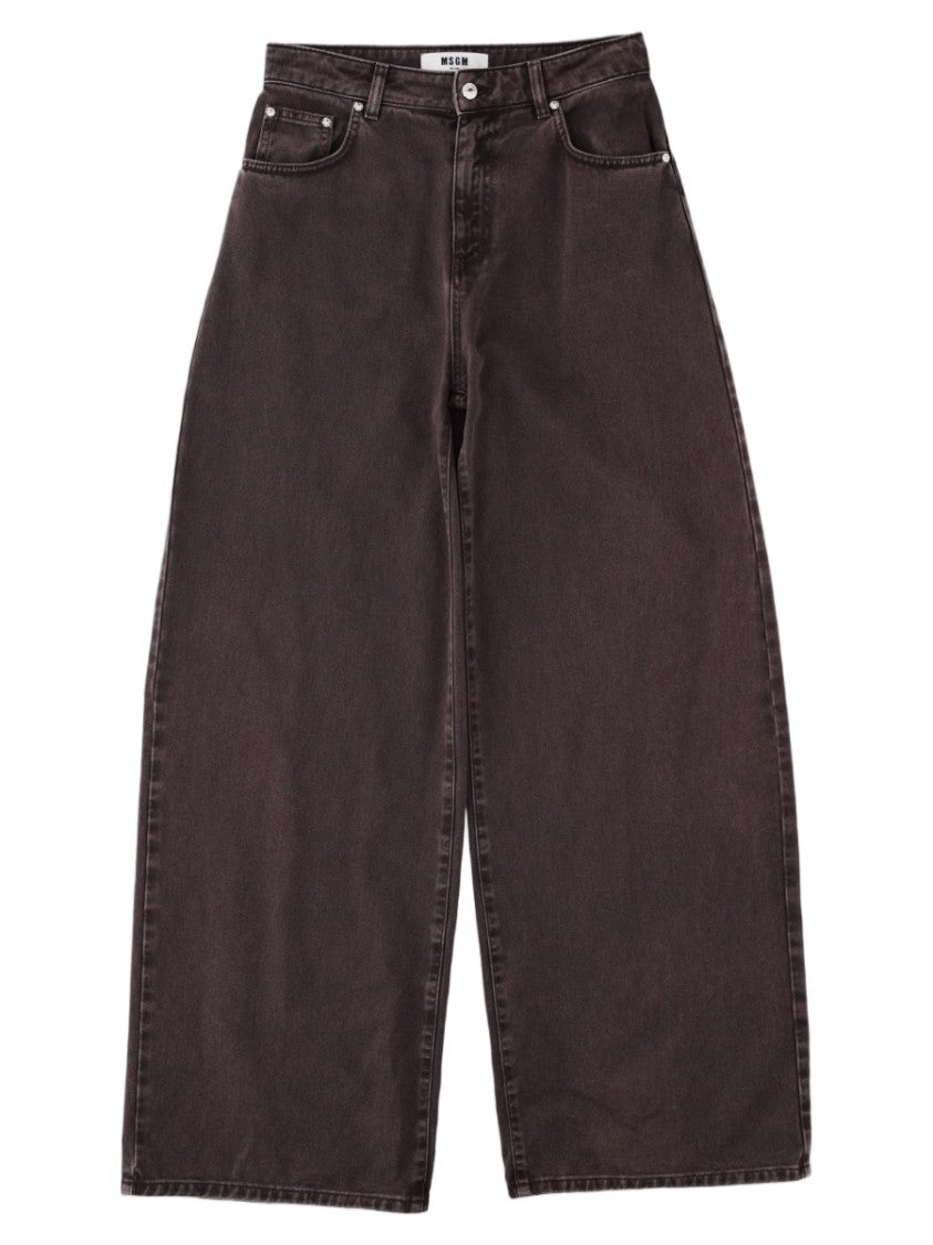 Msgm Wide-Leg Brown Trousers With Vintage-Inspired Design