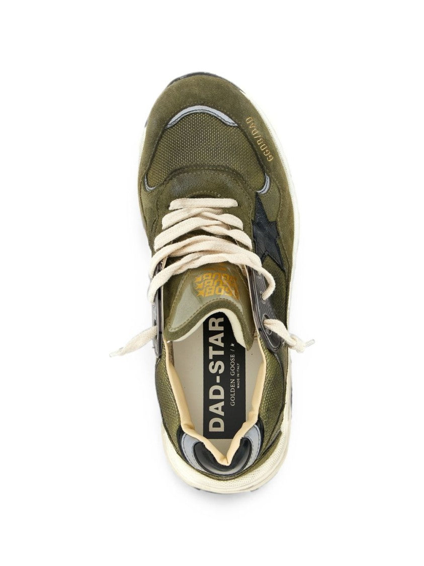 Golden Goose Olive Green Suede Mesh Distressed Sneakers