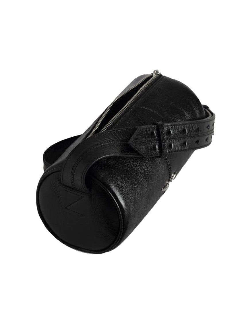 Zadig & Voltaire Textured Black Leather Cylindrical Shoulder Bag