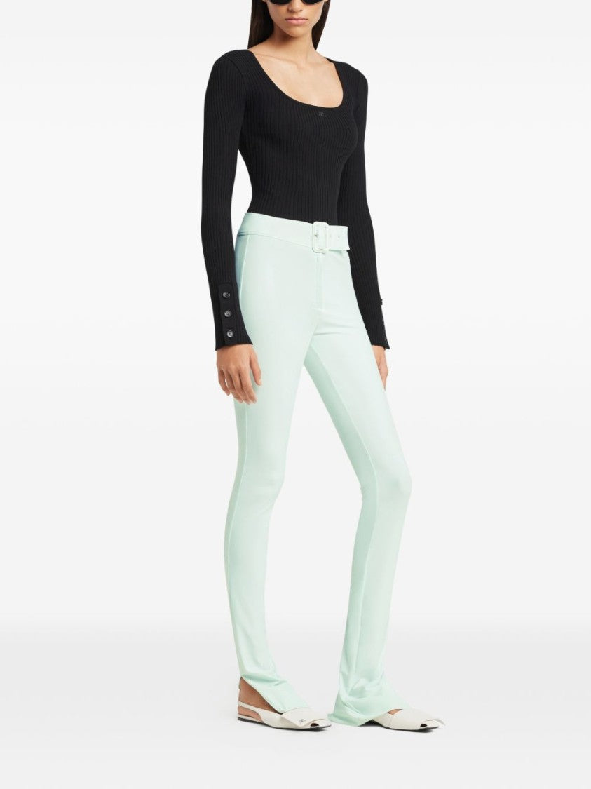Courrèges Long-Sleeve Fitted Top With Ribbed Texture