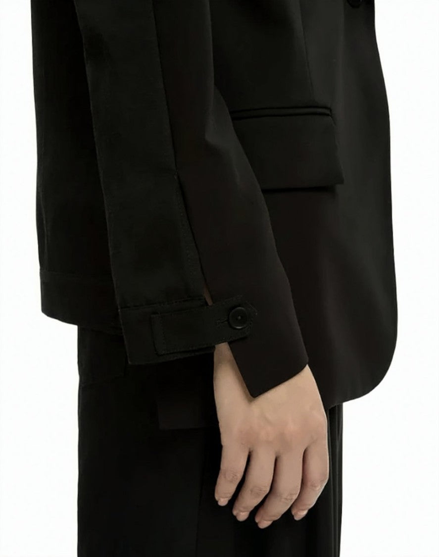 Mlo Structured Classic Lapel Button-Front Tailored Jacket