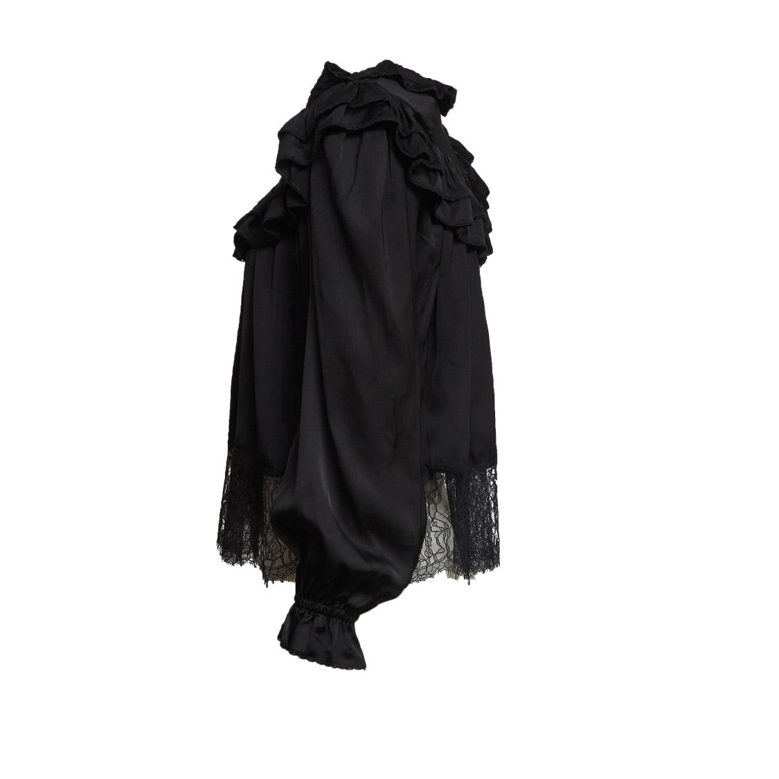 Self-Portrait Black Lace Trim Casual Blouse