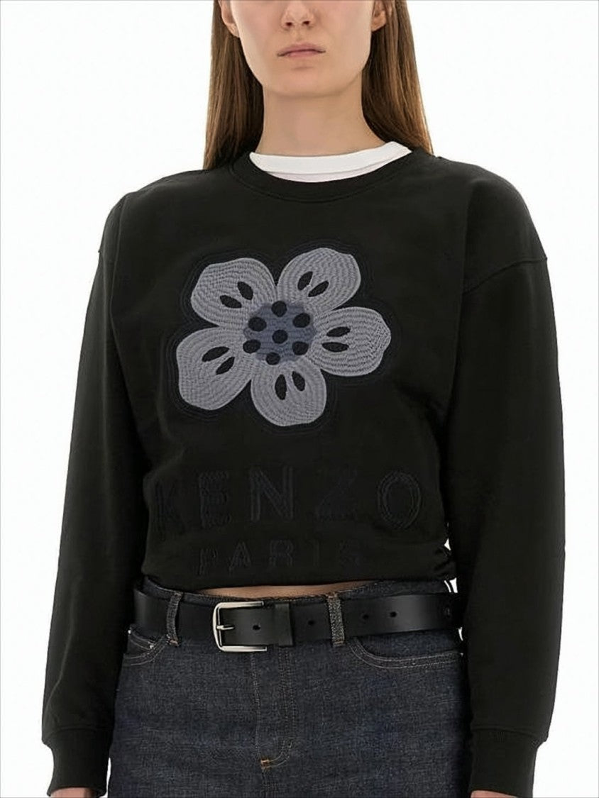 Kenzo Relaxed Fit Long-Sleeve Top With Floral Applique