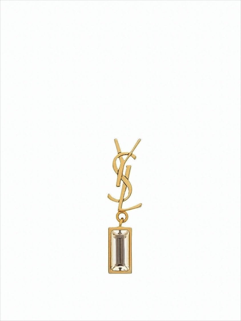 Saint Laurent Gold-Tone Brass Interlocking Letter Brooch