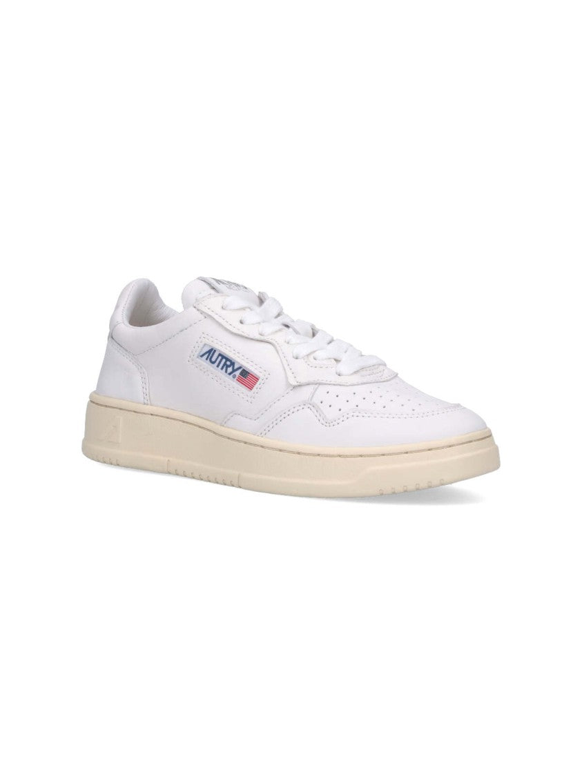Autry "Medalist" Low-Top Sneakers In White Nappa Leather