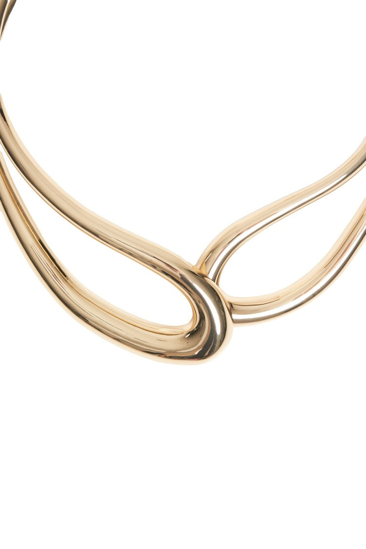Erika Cavallini Intertwined Gold Metal Girocollo Necklace With Knot Detail