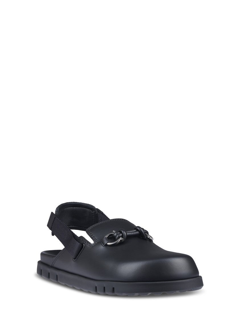 Ferragamo Black Flat Shoes With Adjustable Strap