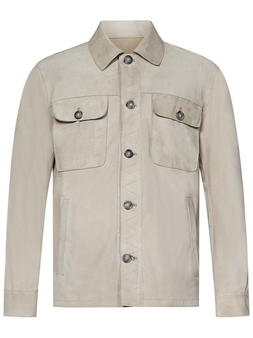 Franzese Collection Sand Suede Jacket With Classic Collar