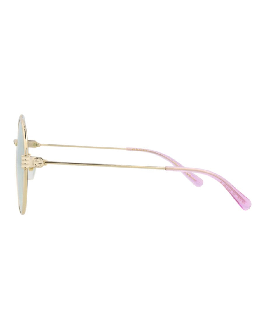 Gucci Round-Frame Metal Sunglasses With Gradient Lenses