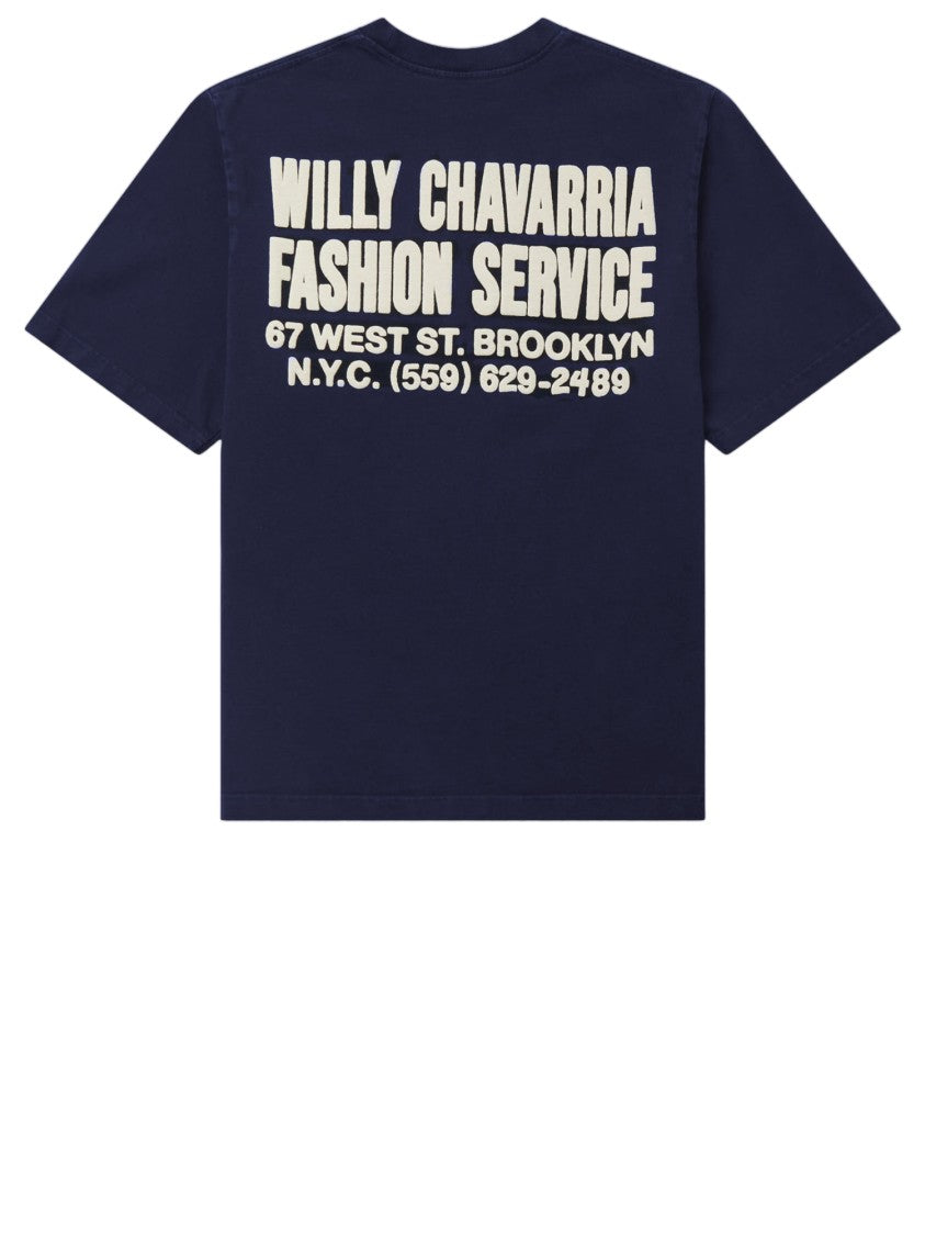 Willy Chavarria Navy Printed Cotton T-Shirt