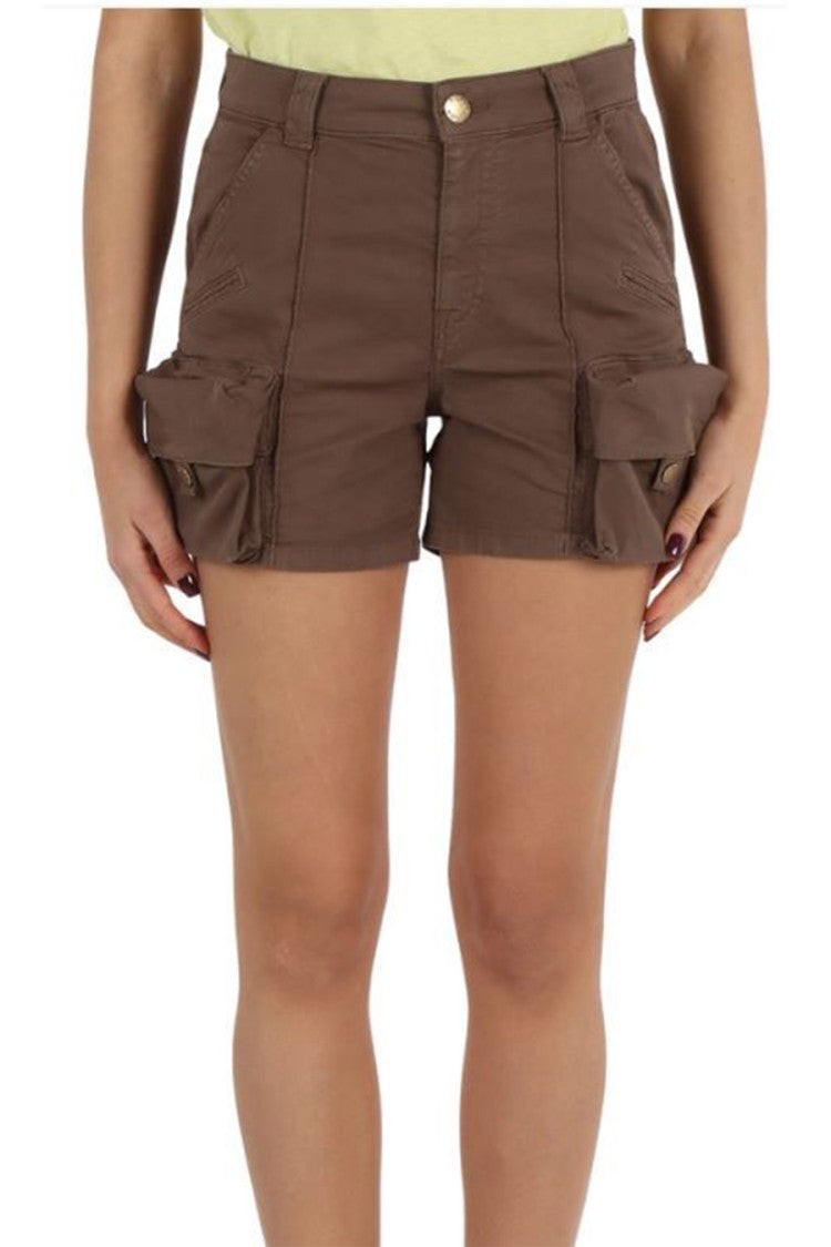 Pinko Brown Cotton Cargo Shorts