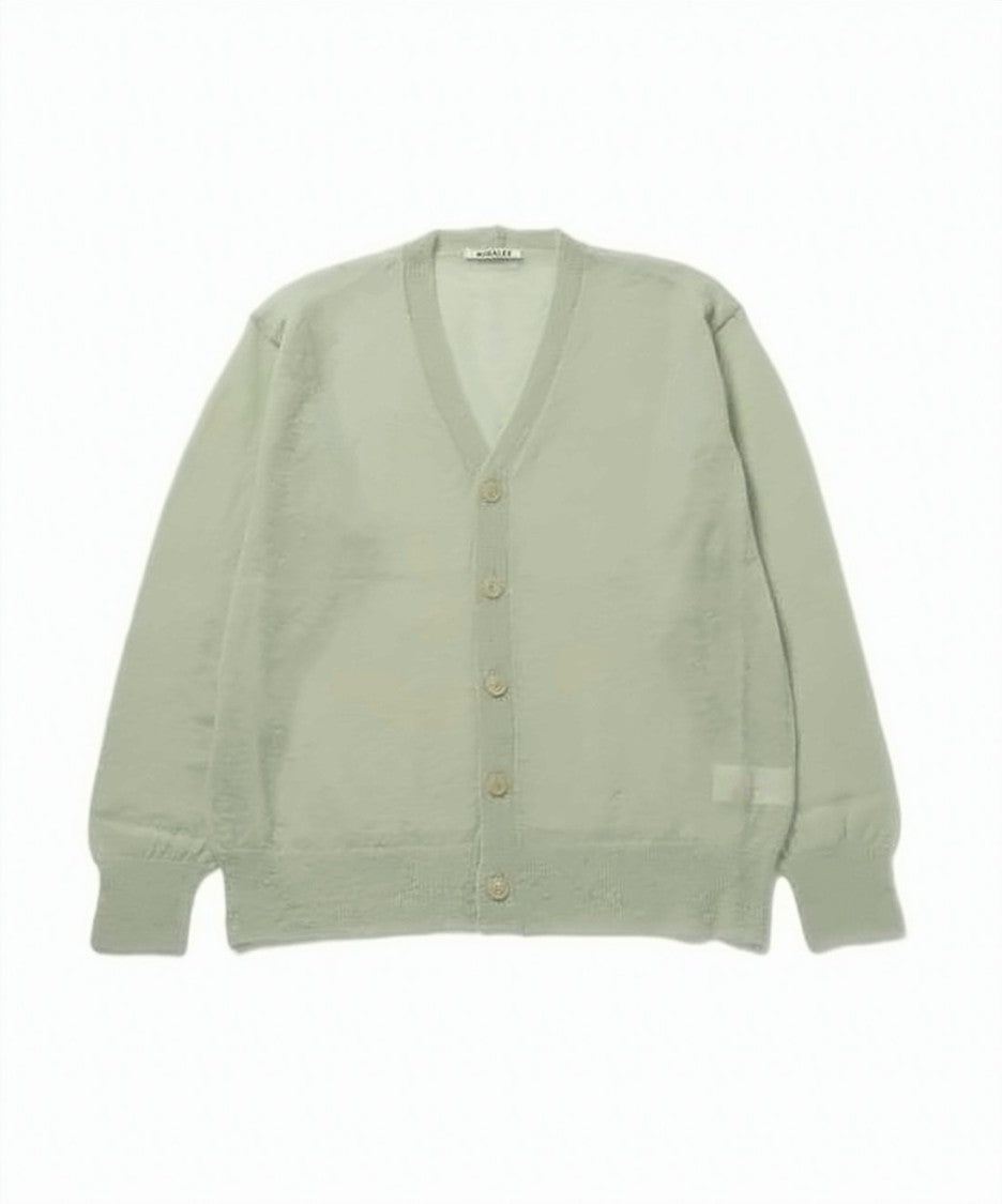 Auralee V-Neck Lightweight Cardigan In Soft Mohair Blend