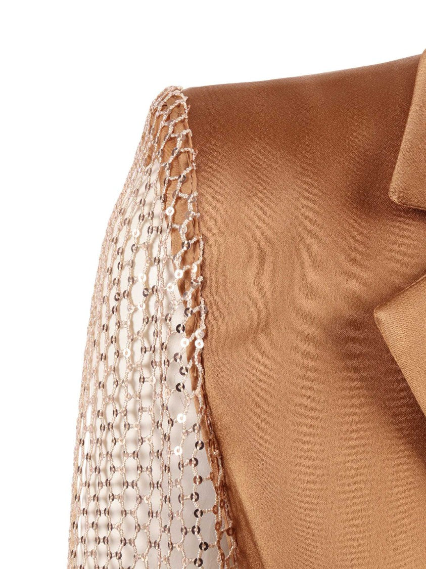 Clips Sheer Sequined Sleeve Tailored Jacket
