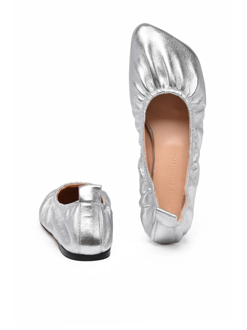 Niccolò Pasqualetti Silver Asymmetrical Lambskin Ballerinas