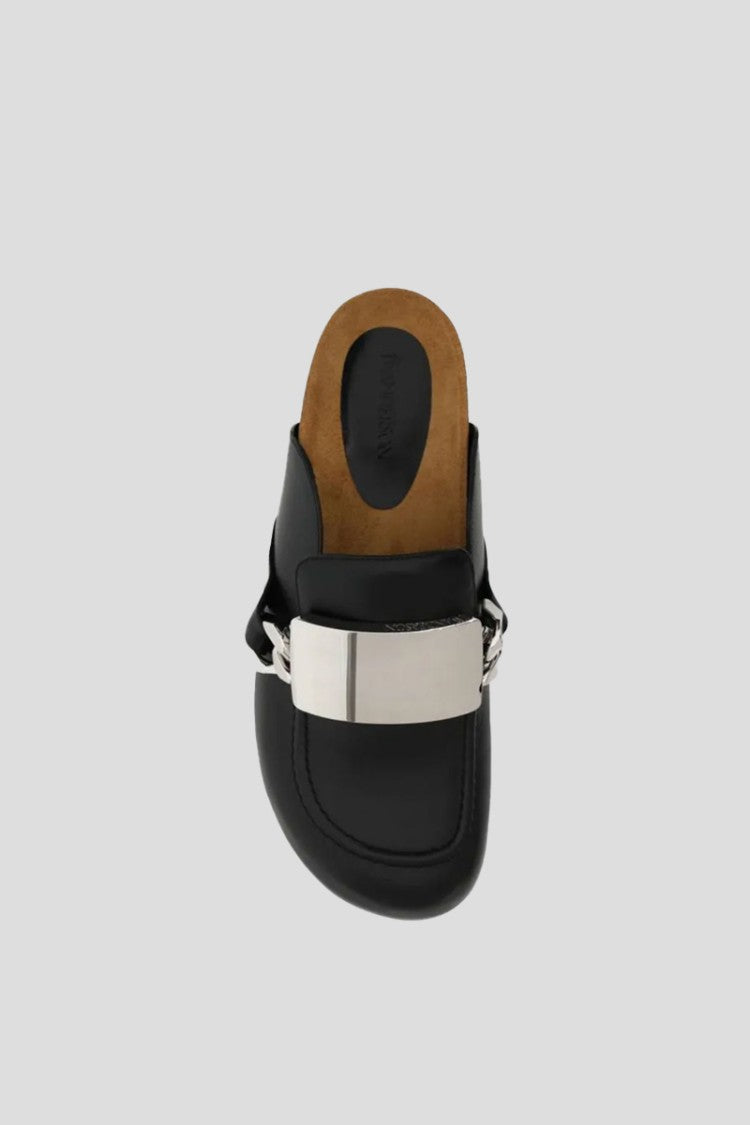 Him Co Black Leather Slippers