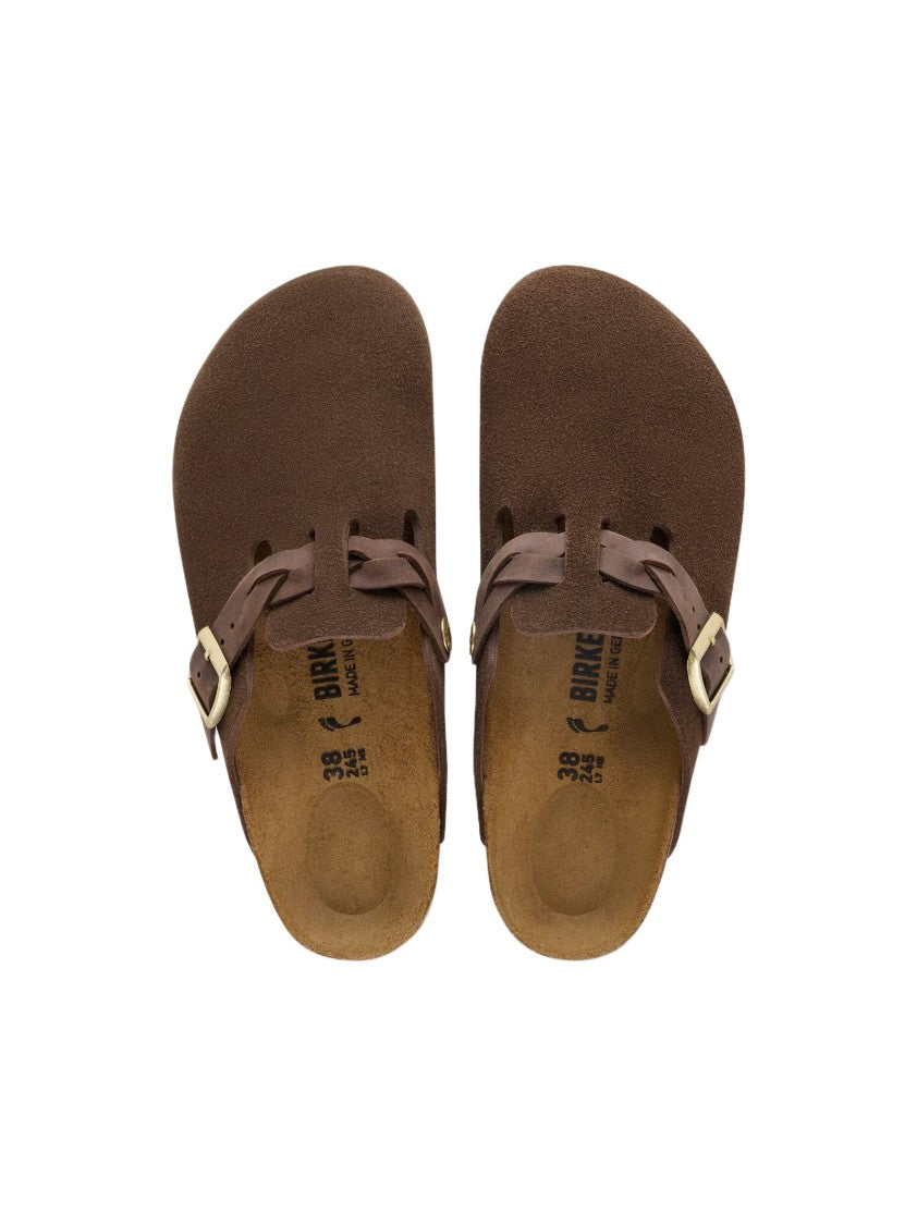 Birkenstock Suede Slide Sandals With Natural Leather Adjustable Strap