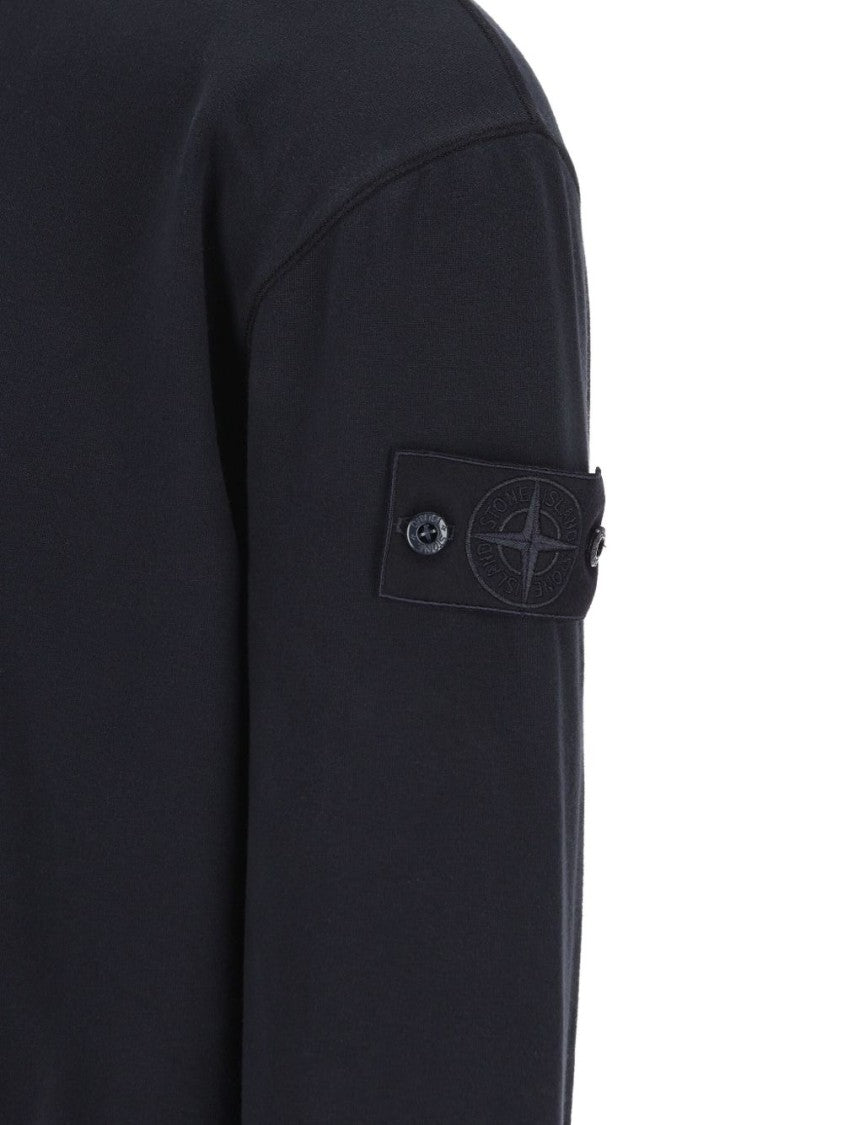 Stone Island Crewneck Sweatshirt In Stretch Organic Cotton Blend With Logo Badge