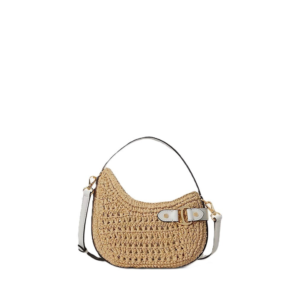 Lauren Ralph Lauren Crescent-Shape Handbag With Woven Straw-Like Texture