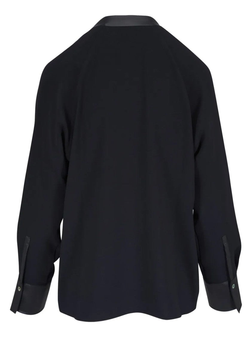 Vince Leather Trim Dolman Slv Blouse